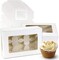 20-Pc White 6-Cupcake Boxes – PVC Window, Inserts, Auto-Popup, 9x6x3in